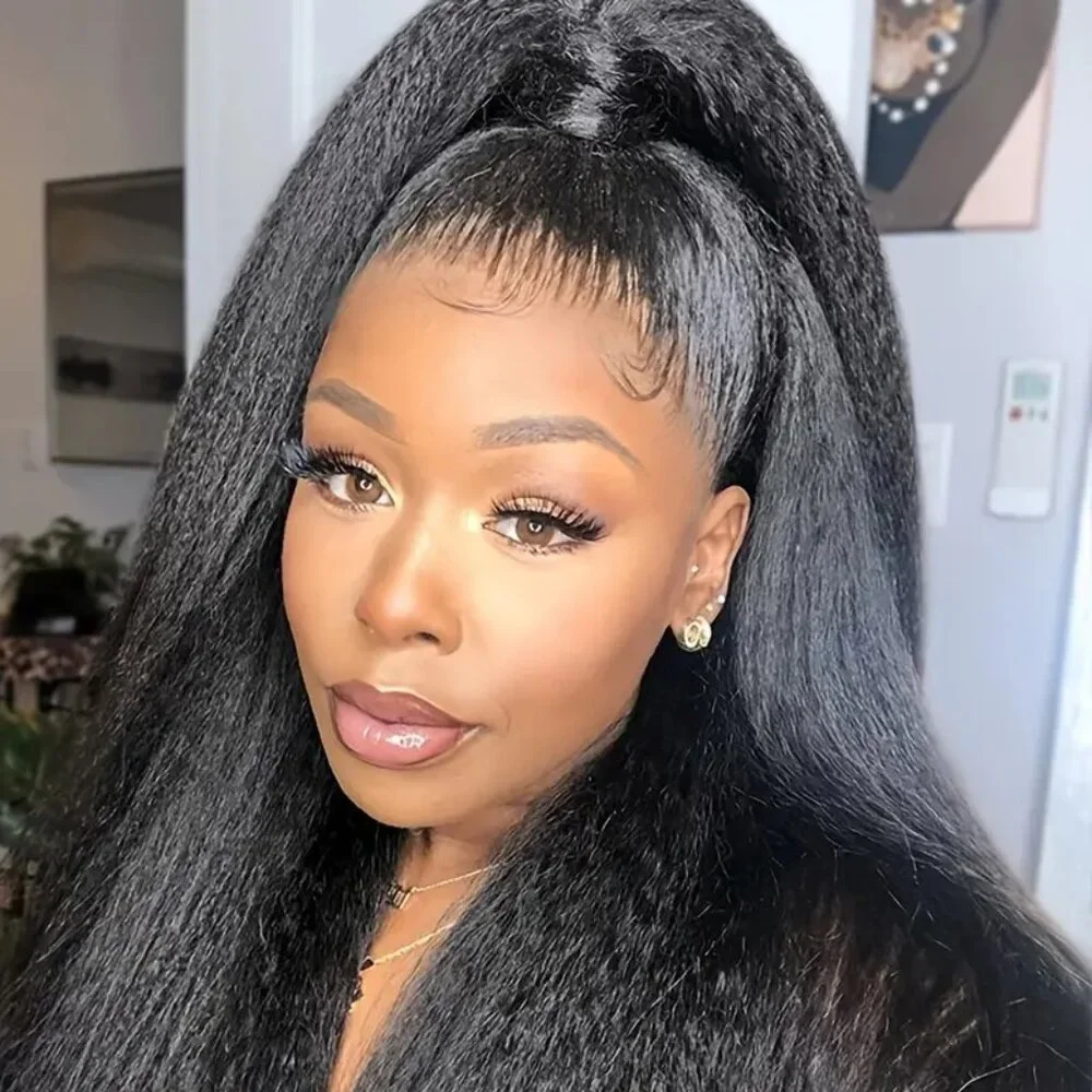 Elegant Synthetic ~24-26inch Long Kinky Straight Wig